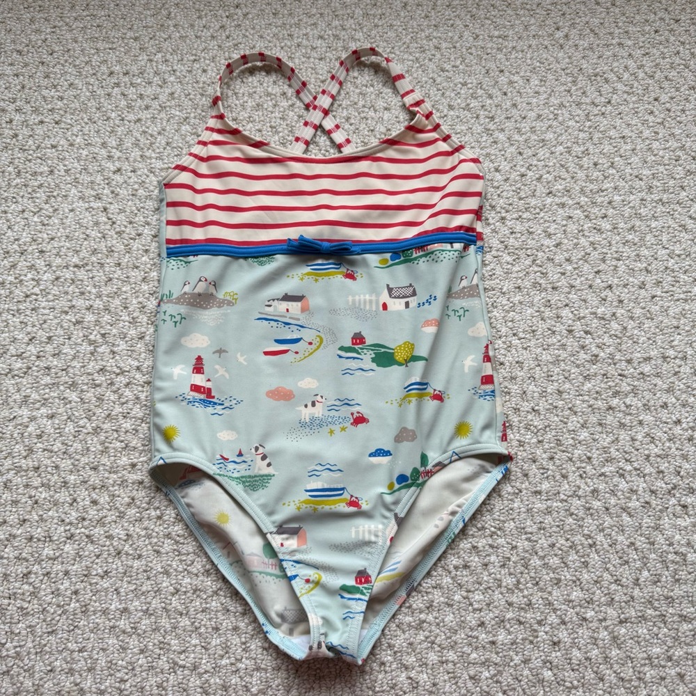 Mini Boden 11-12 year Swimsuit Coastal with Stripes One Piece